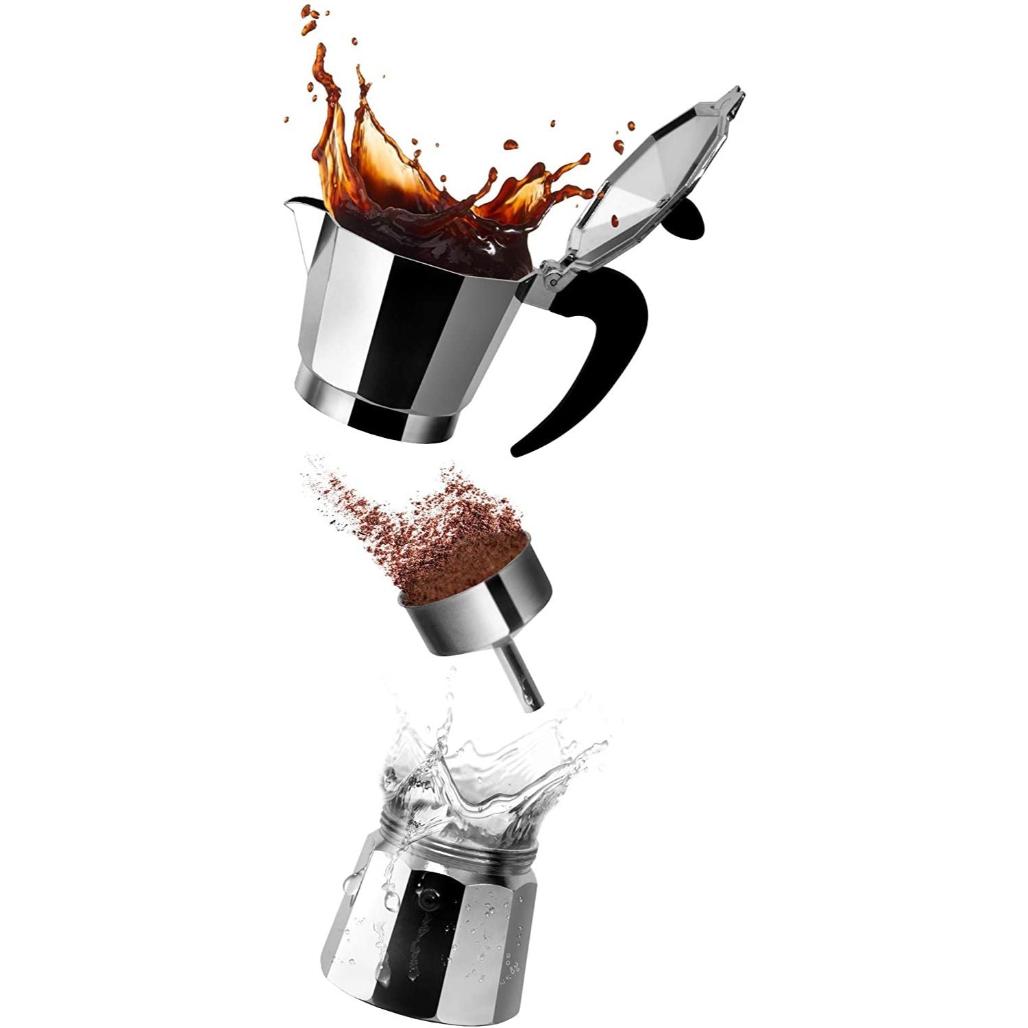 Italian Espresso Maker - Curved Handle