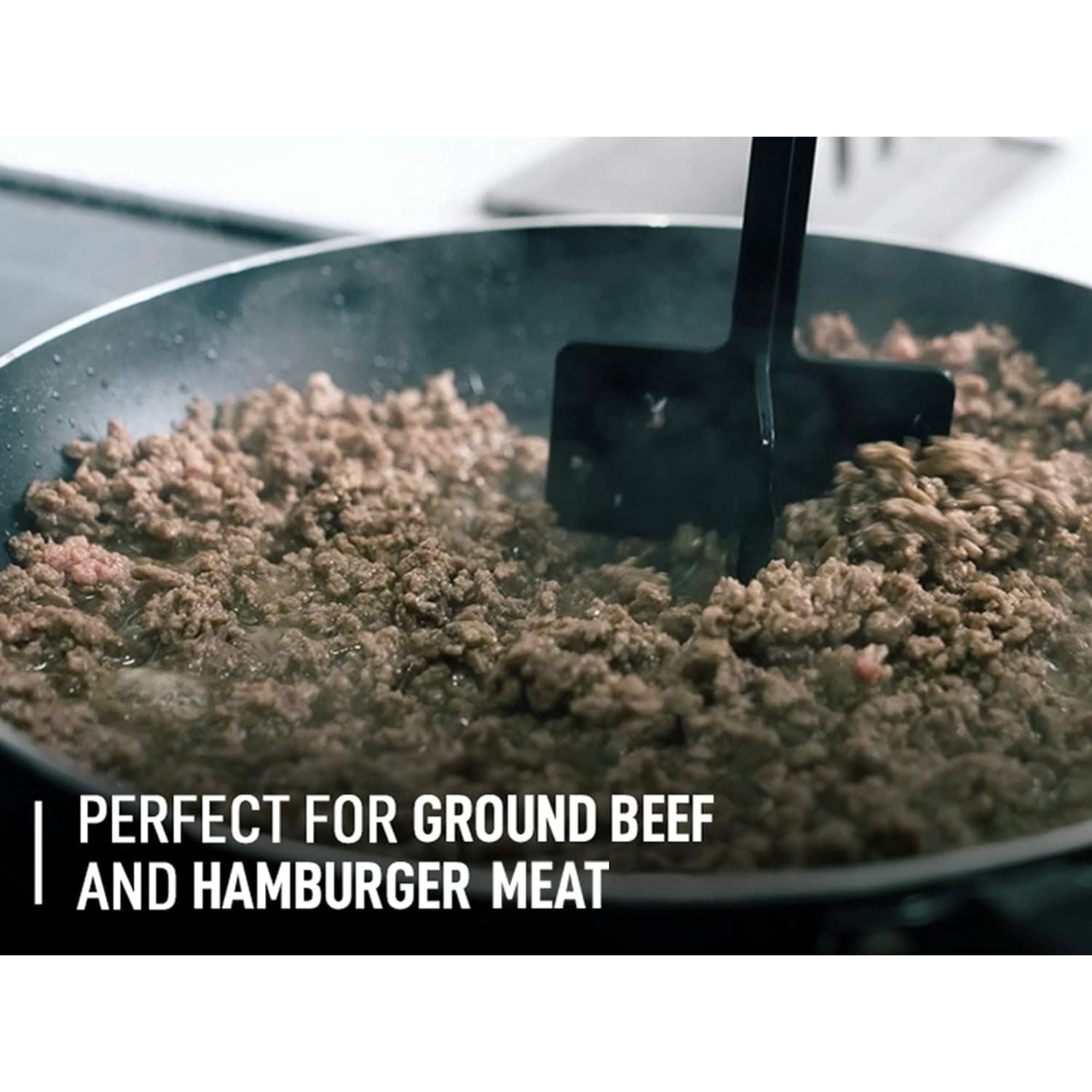 Zulay Kitchen Non-Scratch Meat Chopper Smasher for Ground Beef -Dark Red