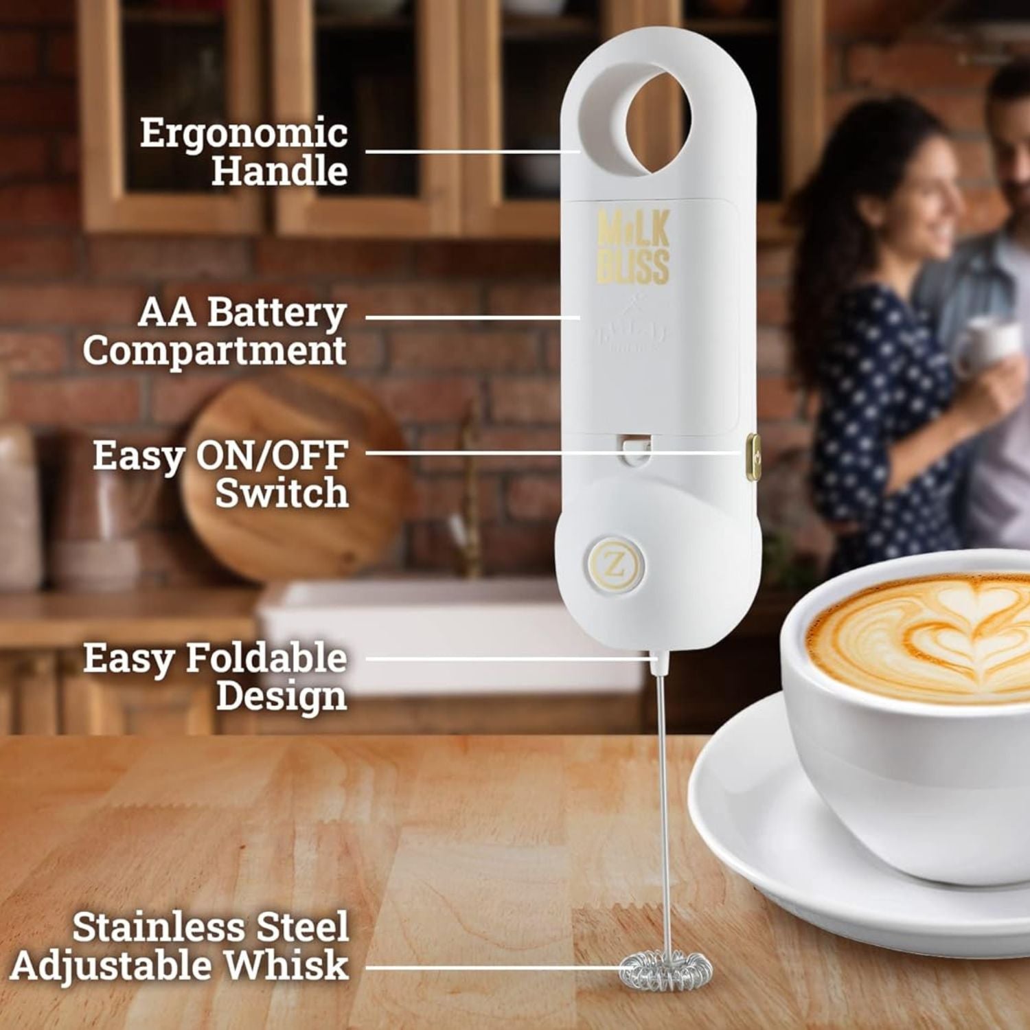 Zulay Mini Frother and Mixer - Travel Milk Frother for Coffee Foldable for  Ultra Compact Storage - Powerful, 180-Degree Travel Frother Handheld 