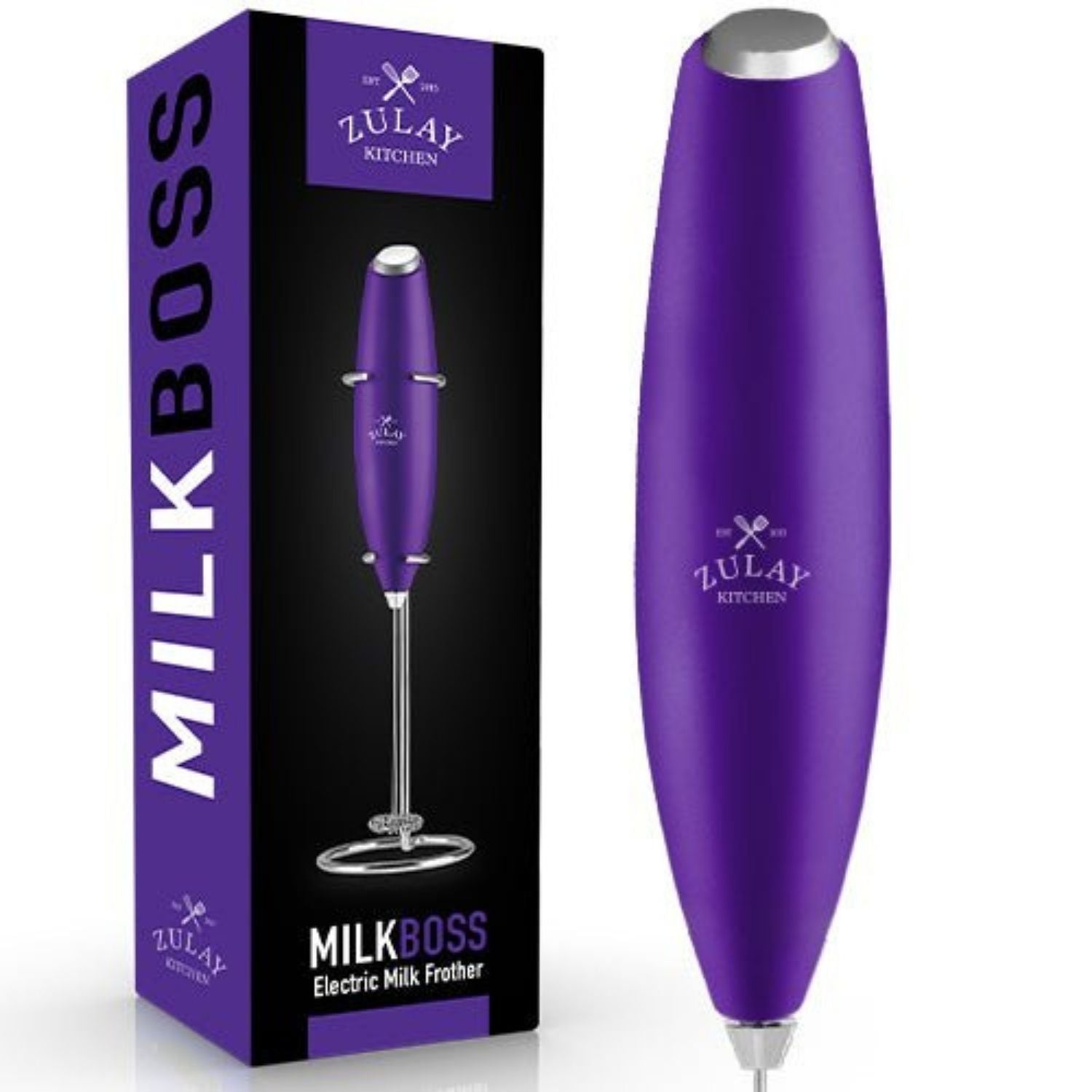 Zulay Kitchen MILK BOSS Milk Frother With Stand - Northern Lights  (Purple/Teal), 1 - Gerbes Super Markets