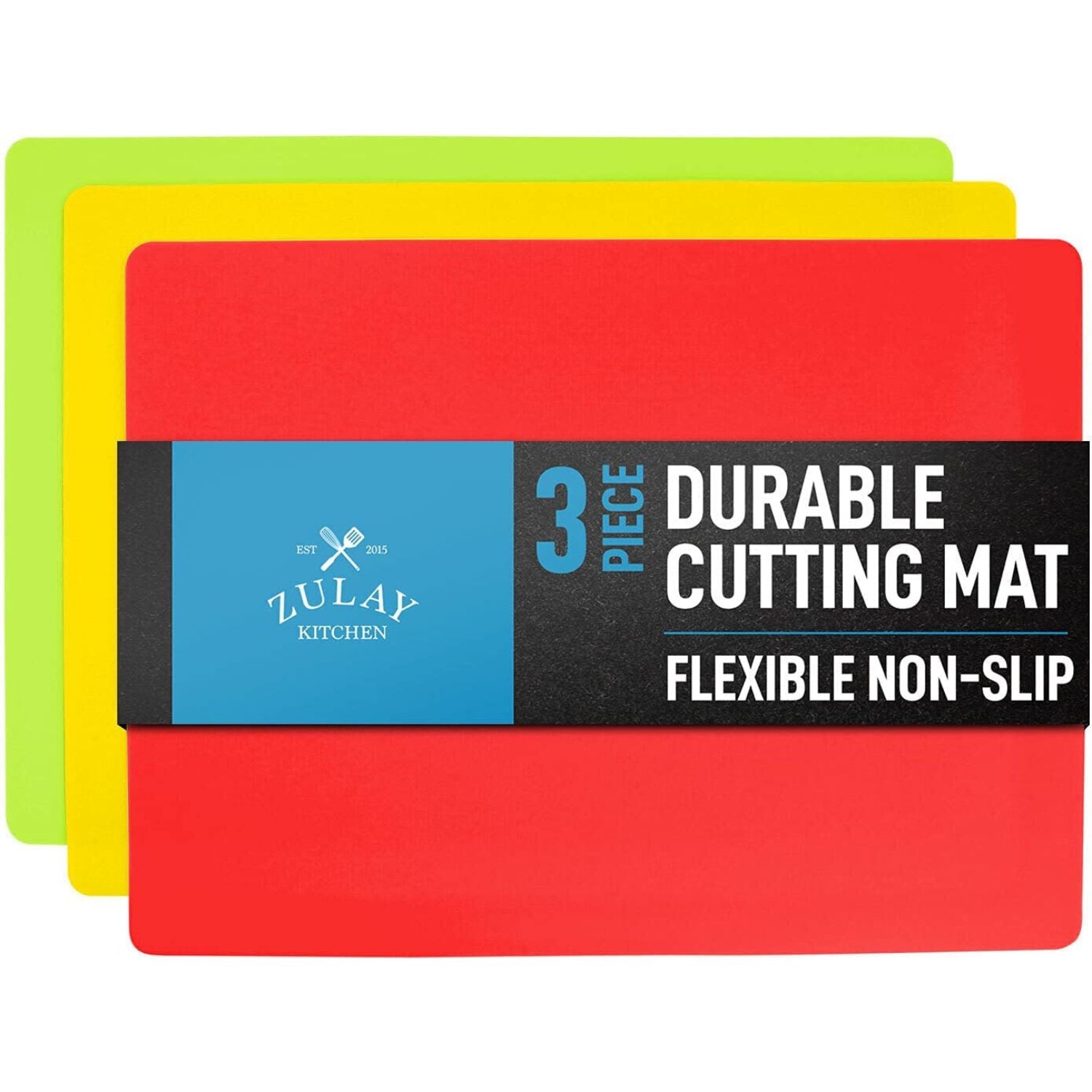 Extra Thin Flexible Cutting Boards for Kitchen - Cutting Mats for Cooking,  Colored Cutting Mat Set with Easy-Grip Handles | Non Slip Cutting Sheets