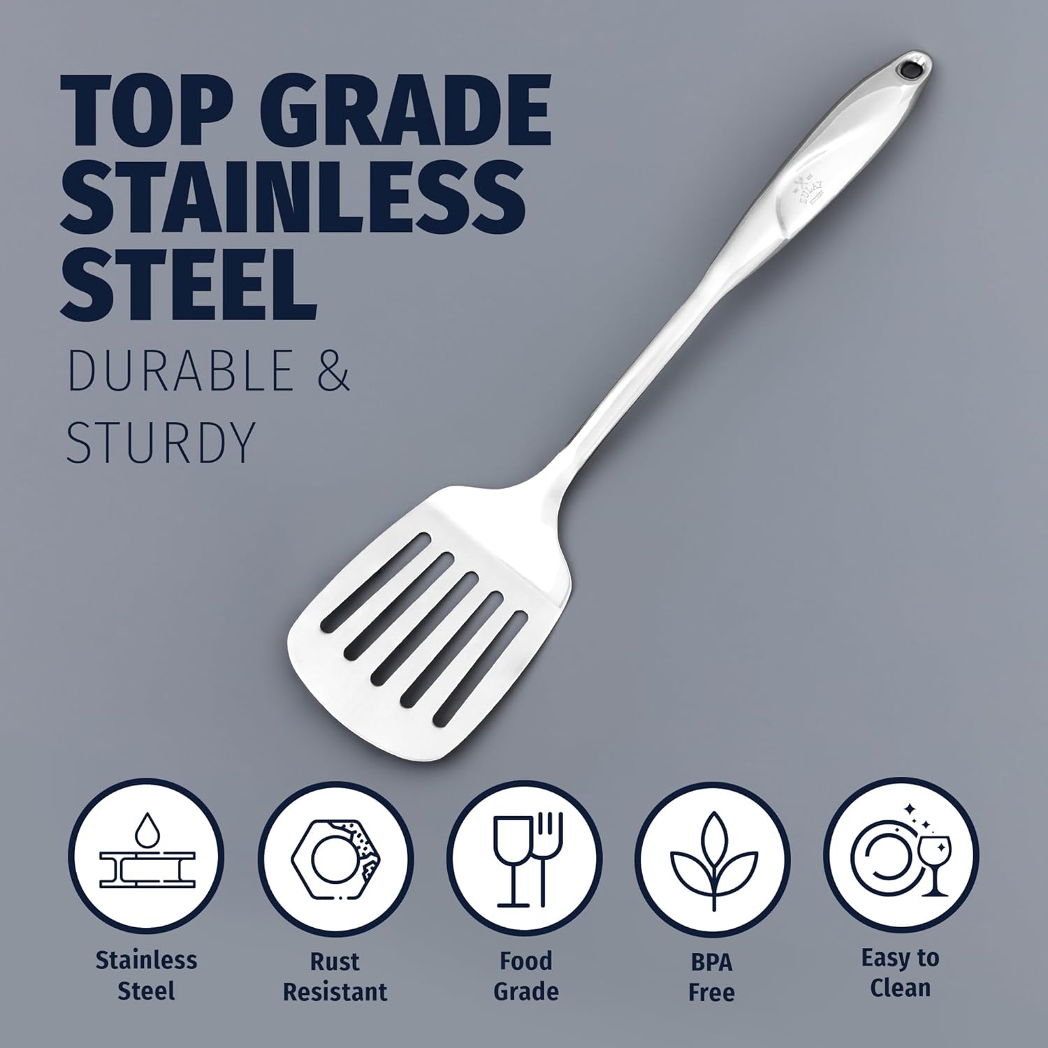 Stylish and Sturdy Stainless Steel Spatula Turner by Zulay Kitchen