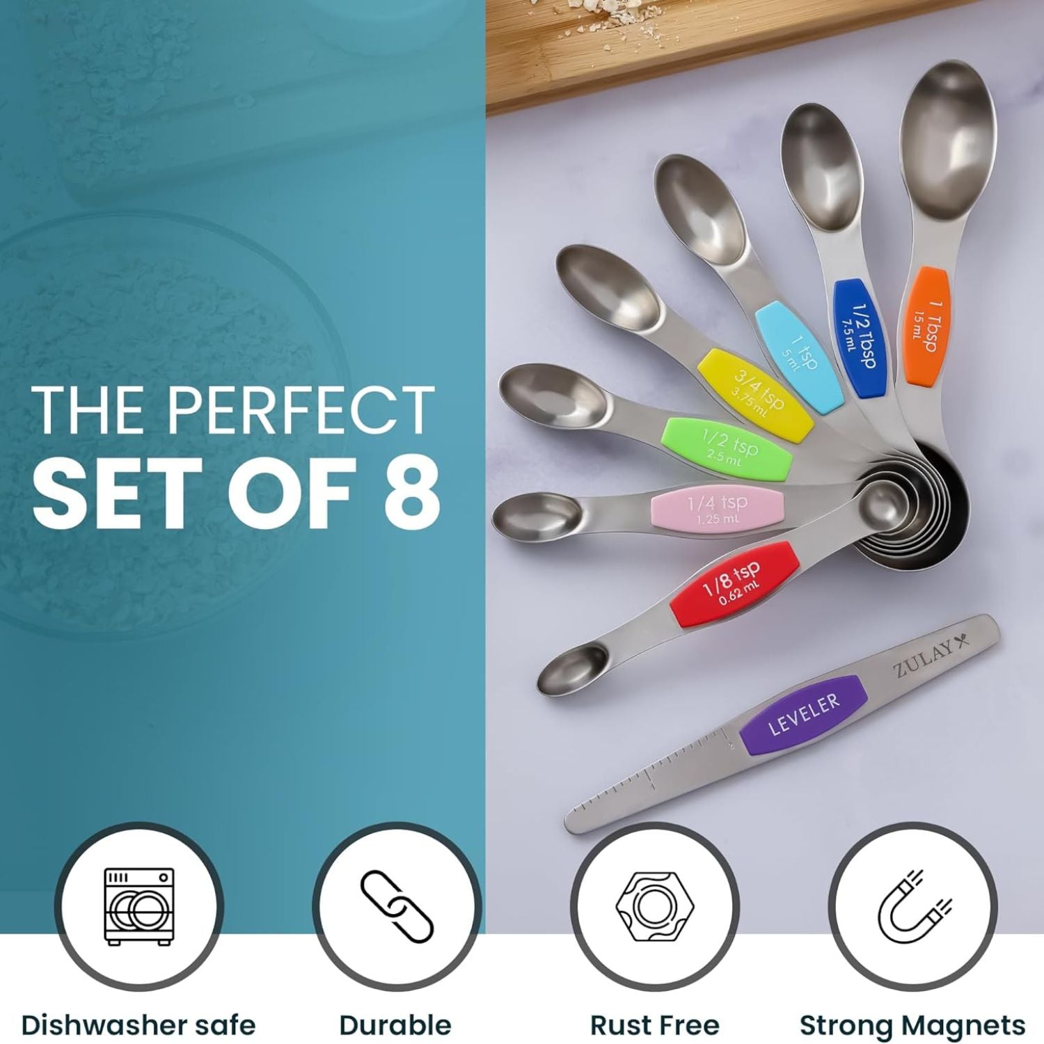 Magnetic Measuring Spoons - Set of 8