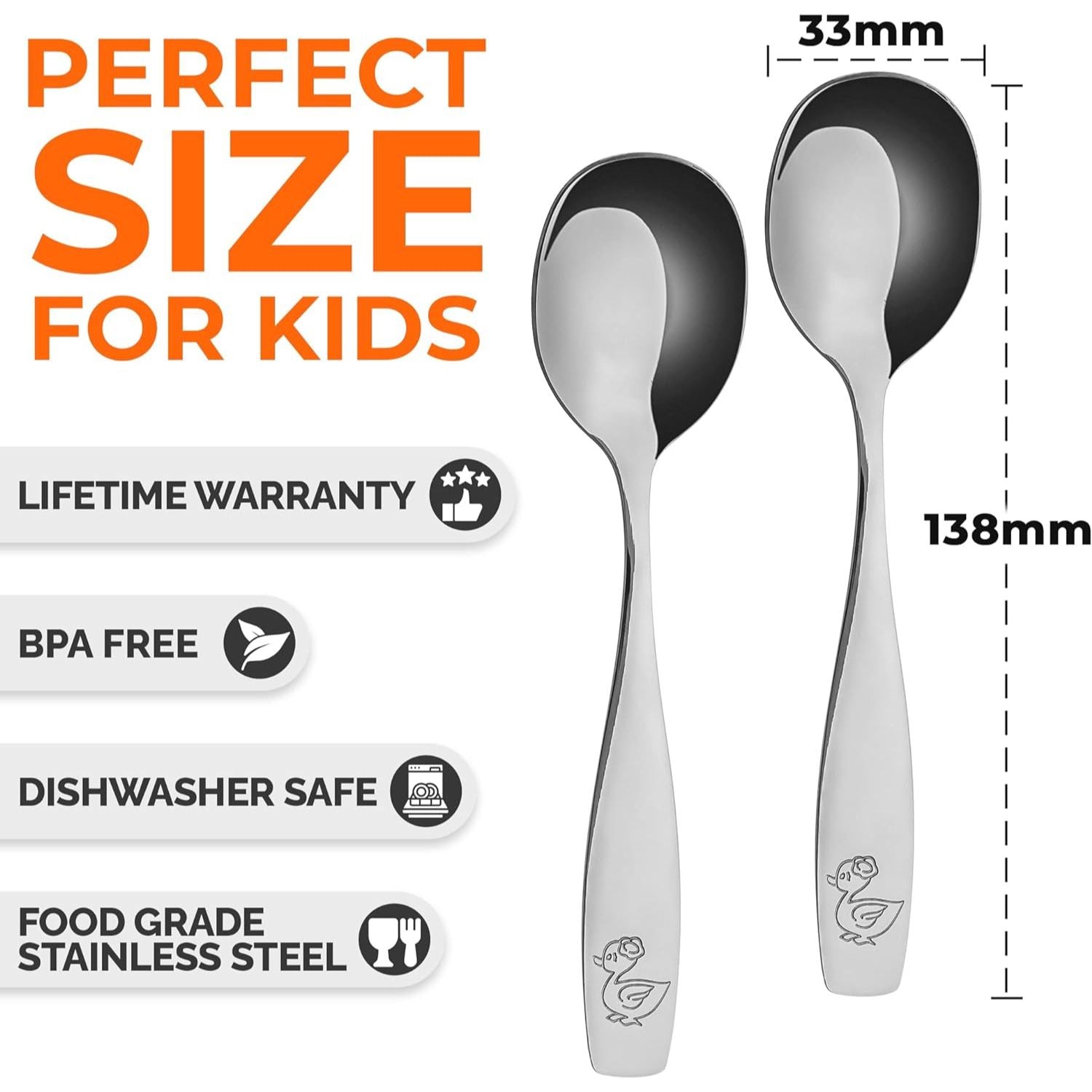 Food grade stainless steel Flatware Set Spoons & Forks for Toddlers
