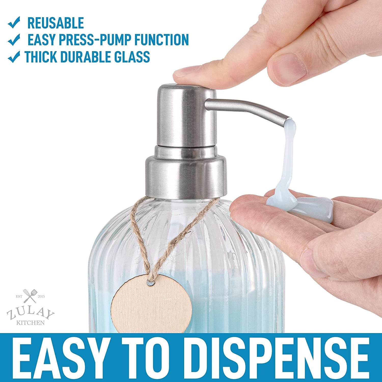 Zulay Home Glass Hand Soap Dispenser