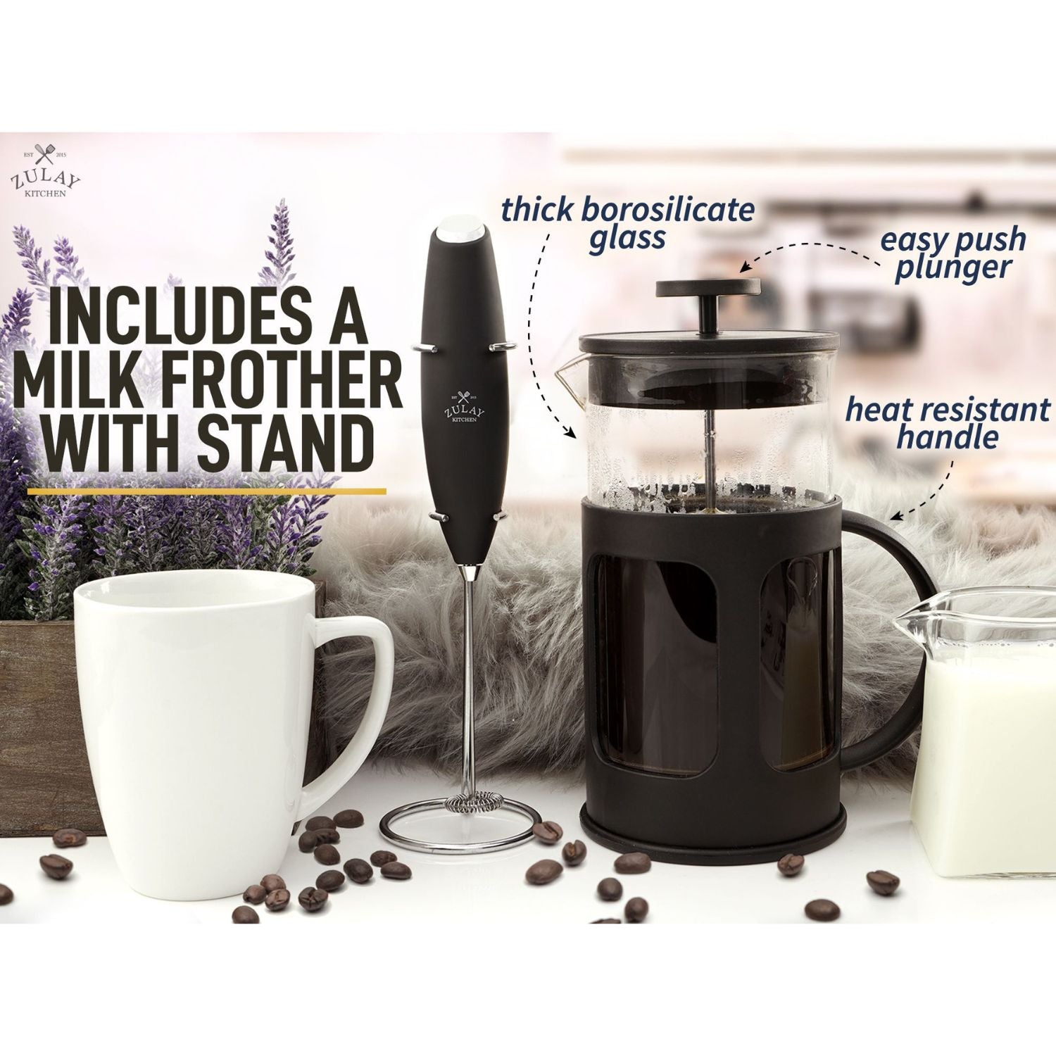 Bodum Cappuccino Set French Press coffee Maker With Milk Frother Pitcher