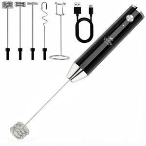LUX™ Handheld Milk Frother – Rechargeable, 4 Whisks (Black) by Zulay Kitchen
