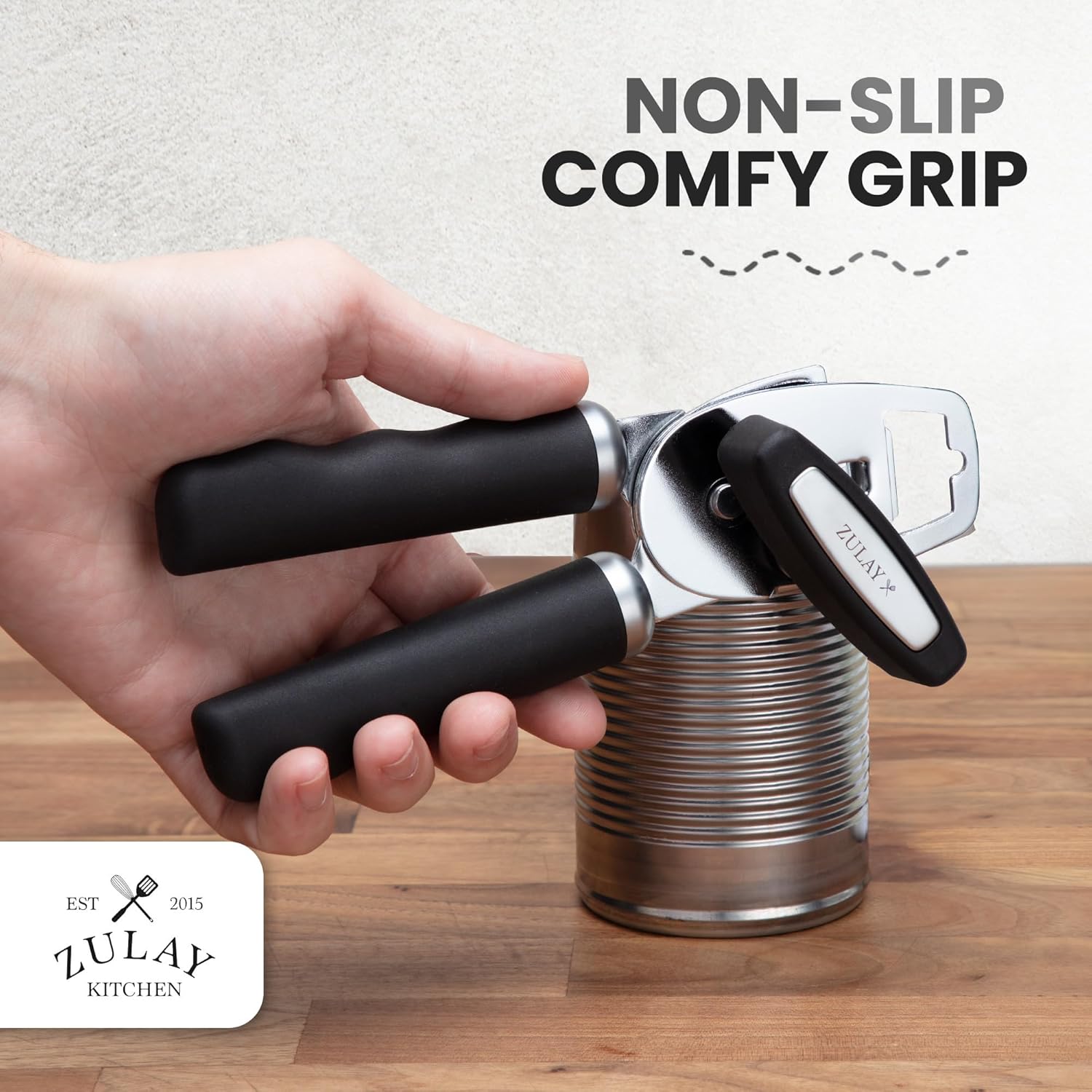 Can Opener with Premium Rubber Non-Slip Grip Handles by Zulay Kitchen