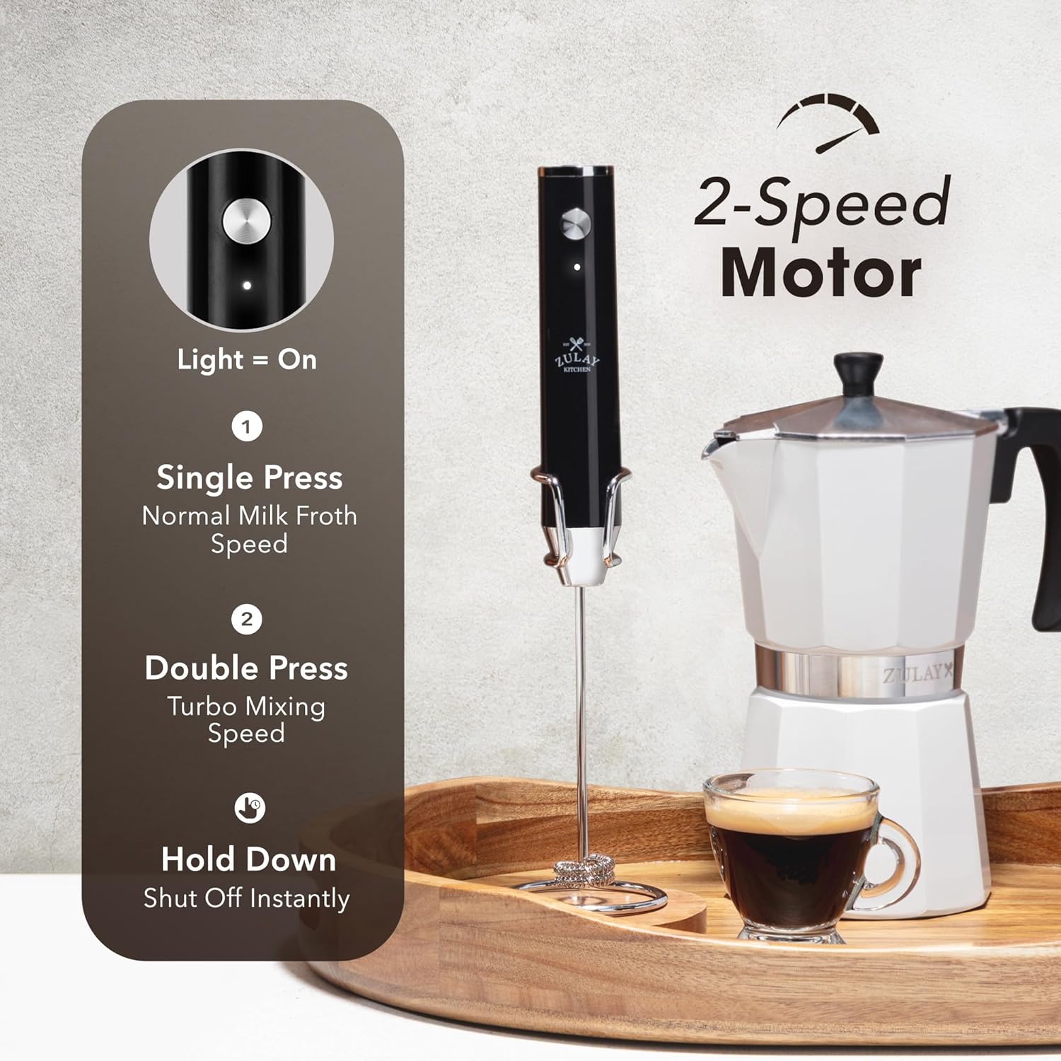 Waterproof Frother with Powerful 2-Speed Motor by Zulay Kitchen