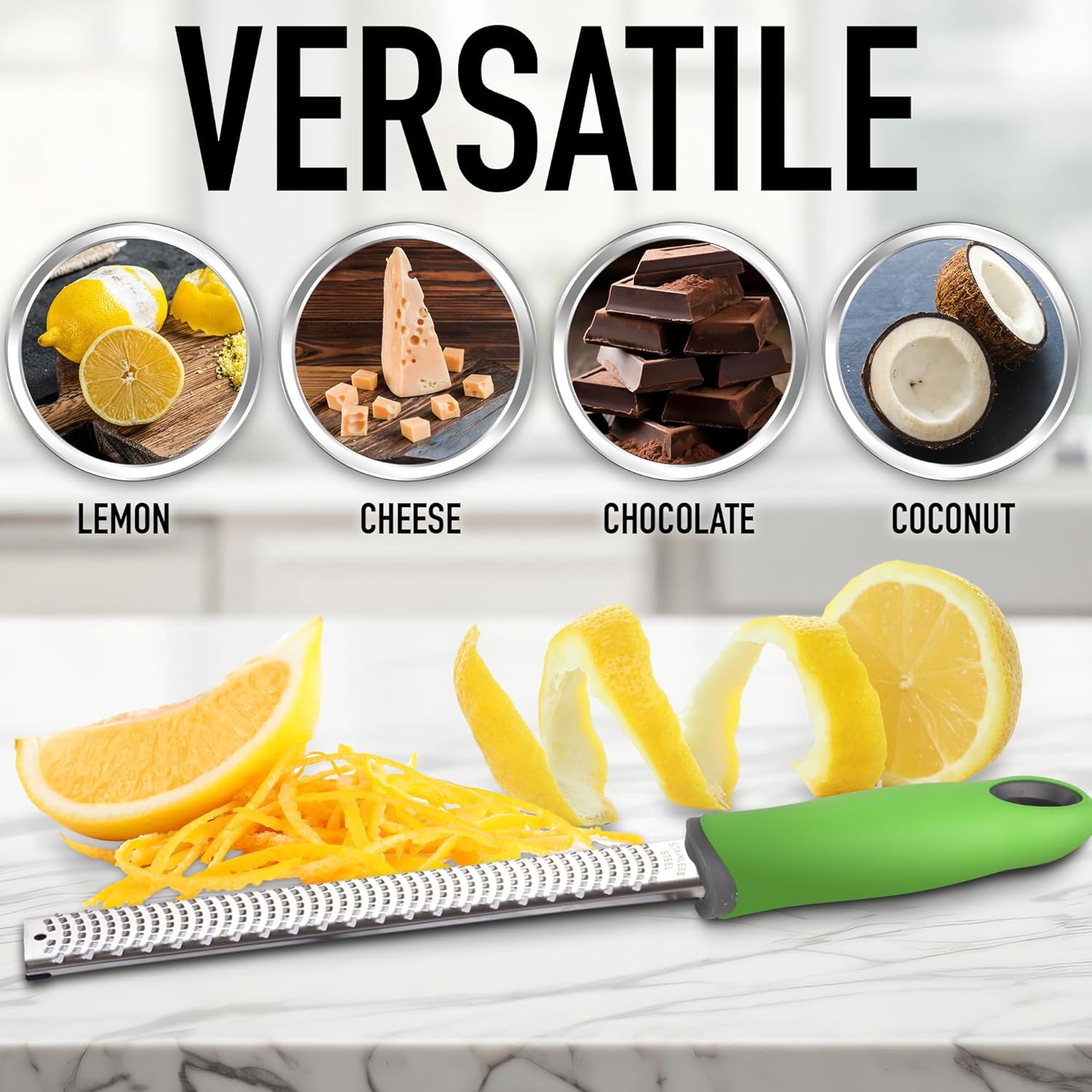 Versatile Zester Grater for Citrus, Cheese, Chocolate, and Vegetables by Zulay Kitchen