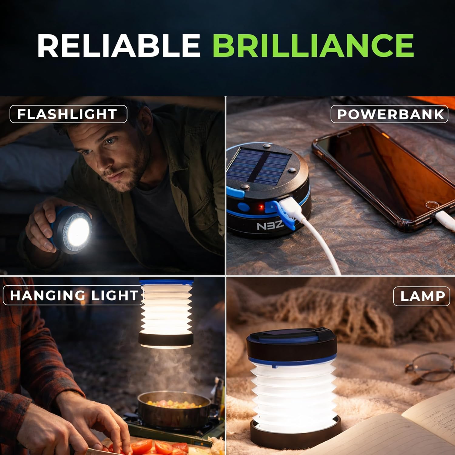 Multi-Use: Functions as a Flashlight, Power Bank, Hanging Light, and Lamp