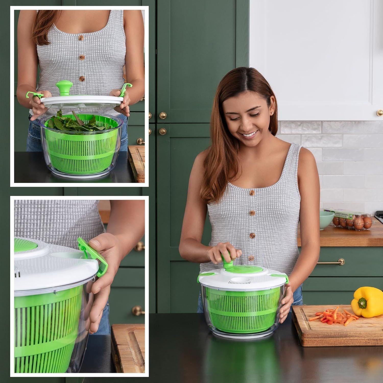 Multi-Functional Salad Spinner for Veggies, Fruits, and Pasta by Zulay Kitchen