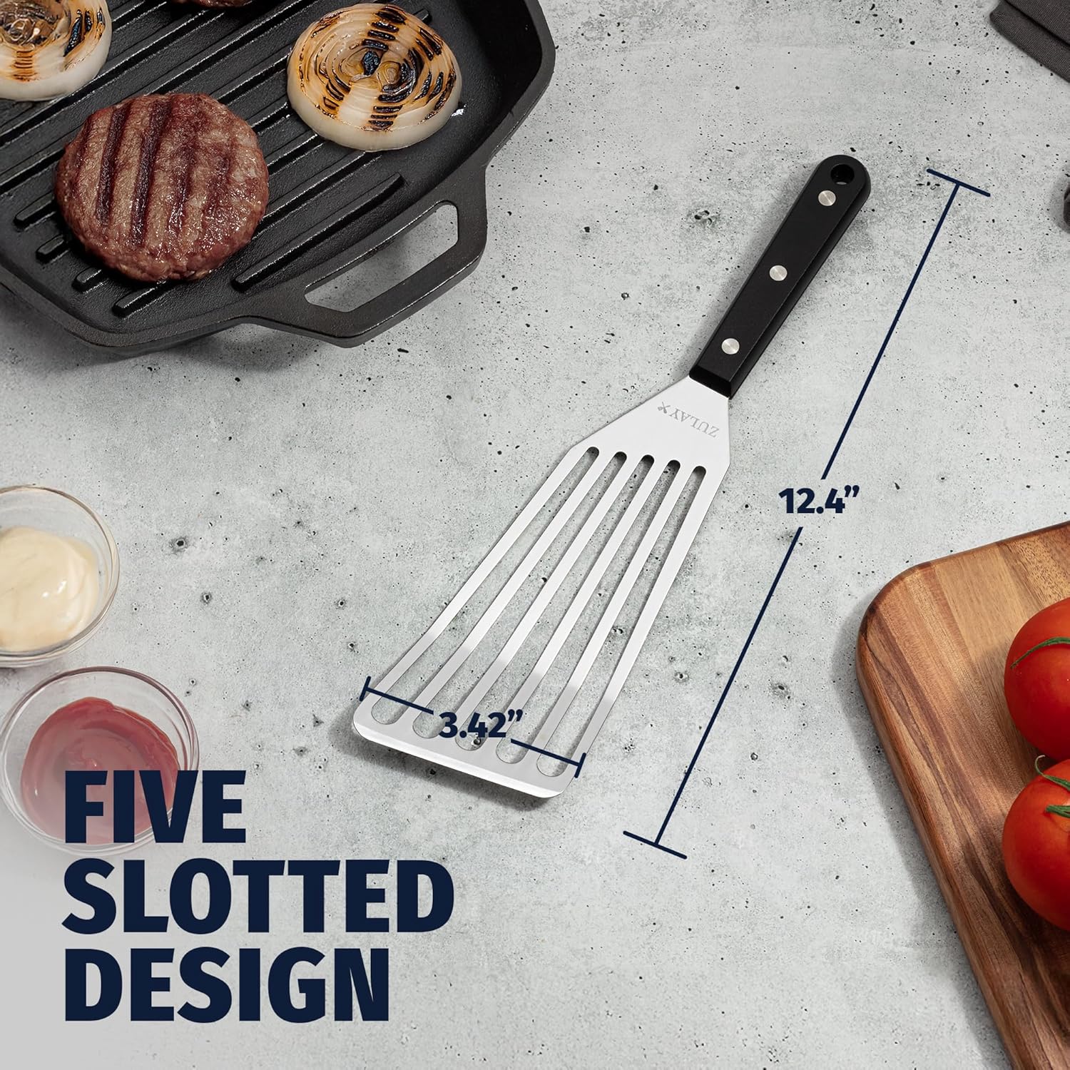 Zulay Kitchen Stainless Steel Fish Turner Spatula - Thumbnail 2