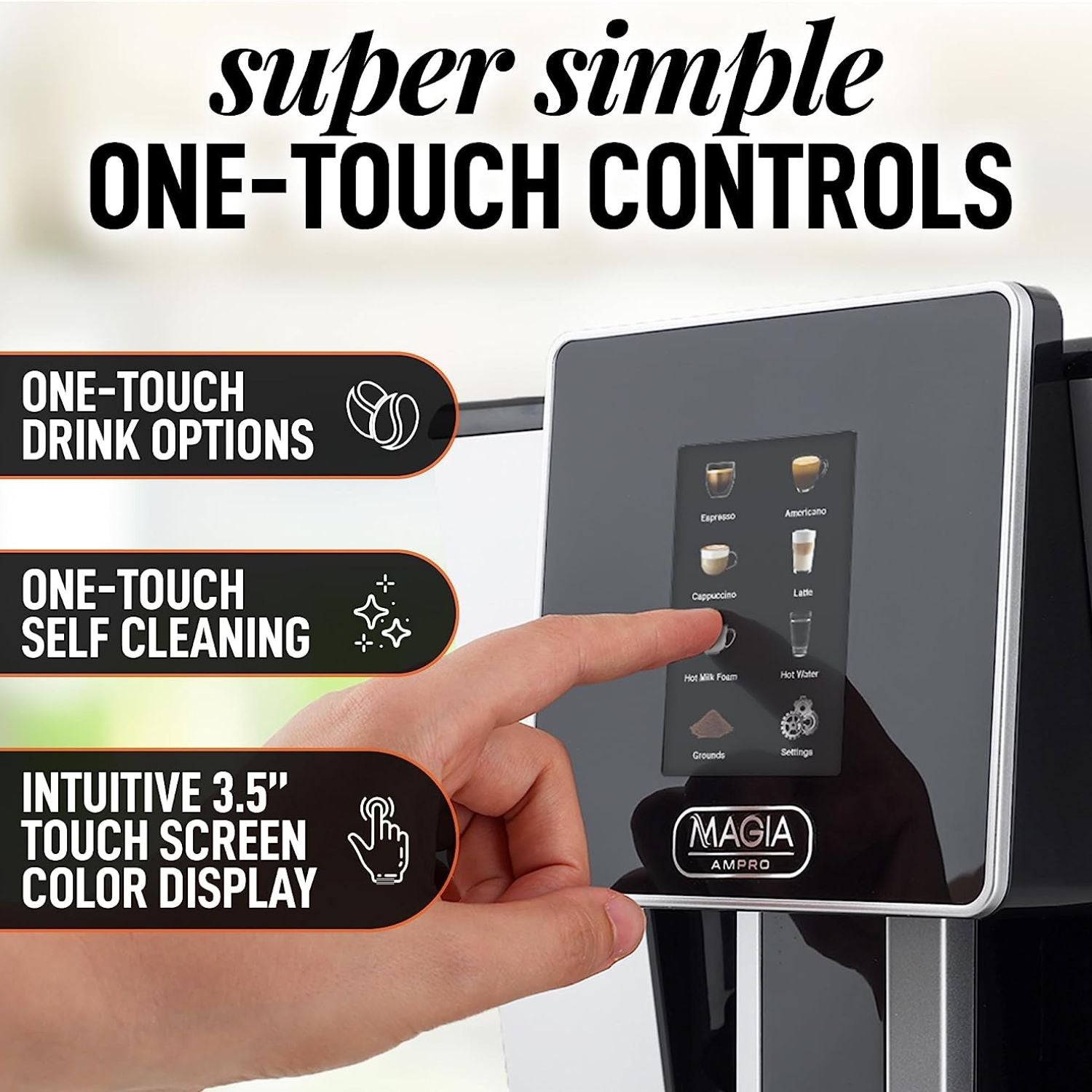 Zulay MAGIA Super Automatic Coffee Espresso Machine Touch Screen 19  Customizable