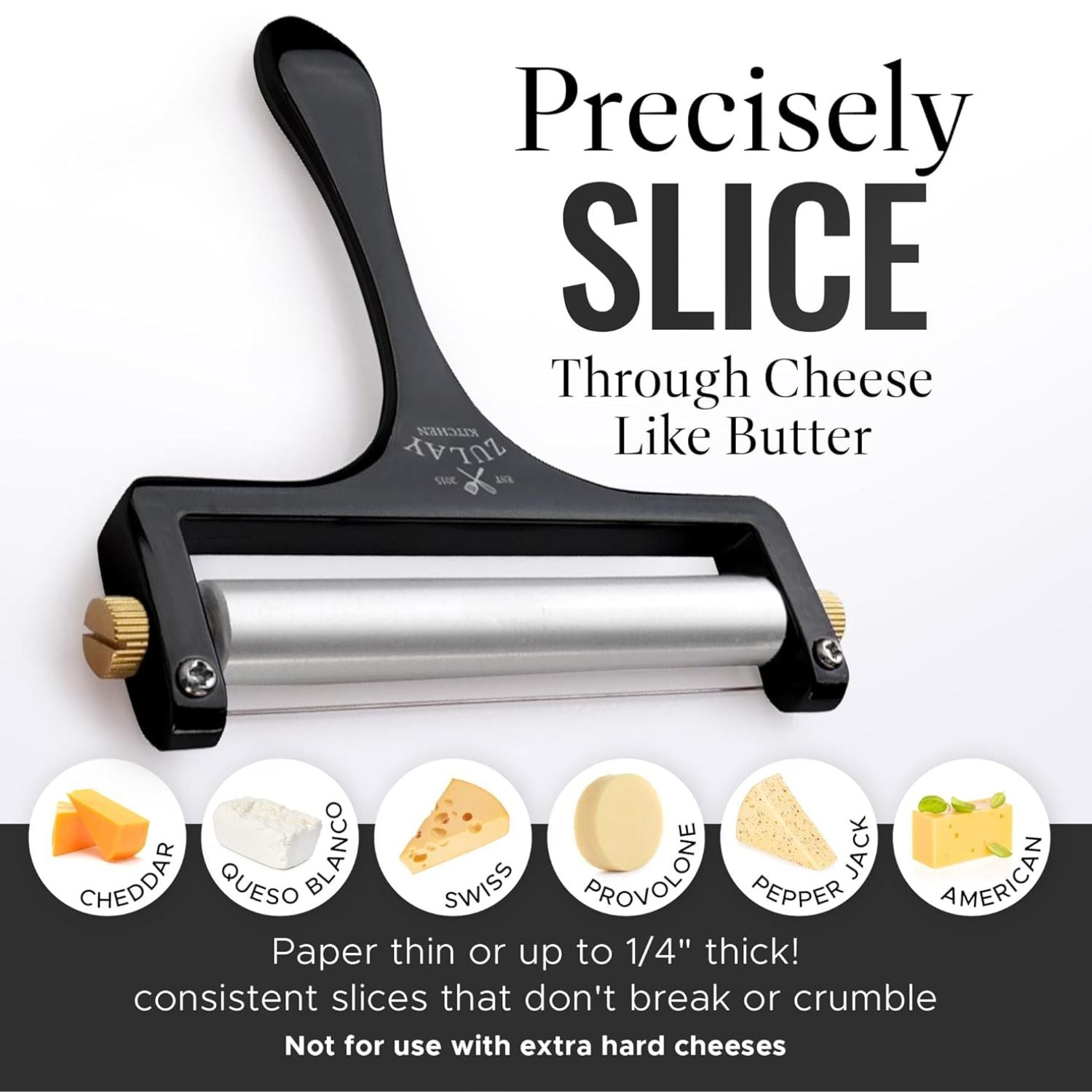 Zulay Kitchen Cheese Slicer with Adjustable Thickness, Brown