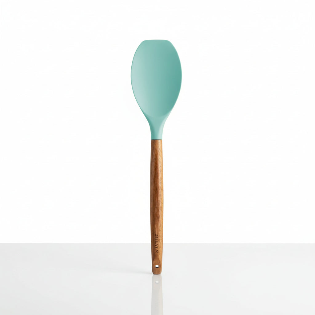 Aqua_Food_Turner_Silicone-Utensils-Set-5-Piece-with-Acacia-Wood-Handles-Zulay_Kitchen