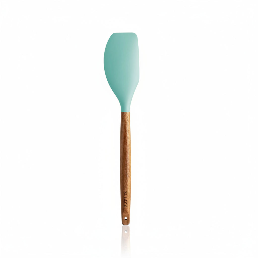 Aqua Spatula Silicone-Utensils-Set-5-Piece-with-Acacia-Wood-Handles-Zulay_Kitchen