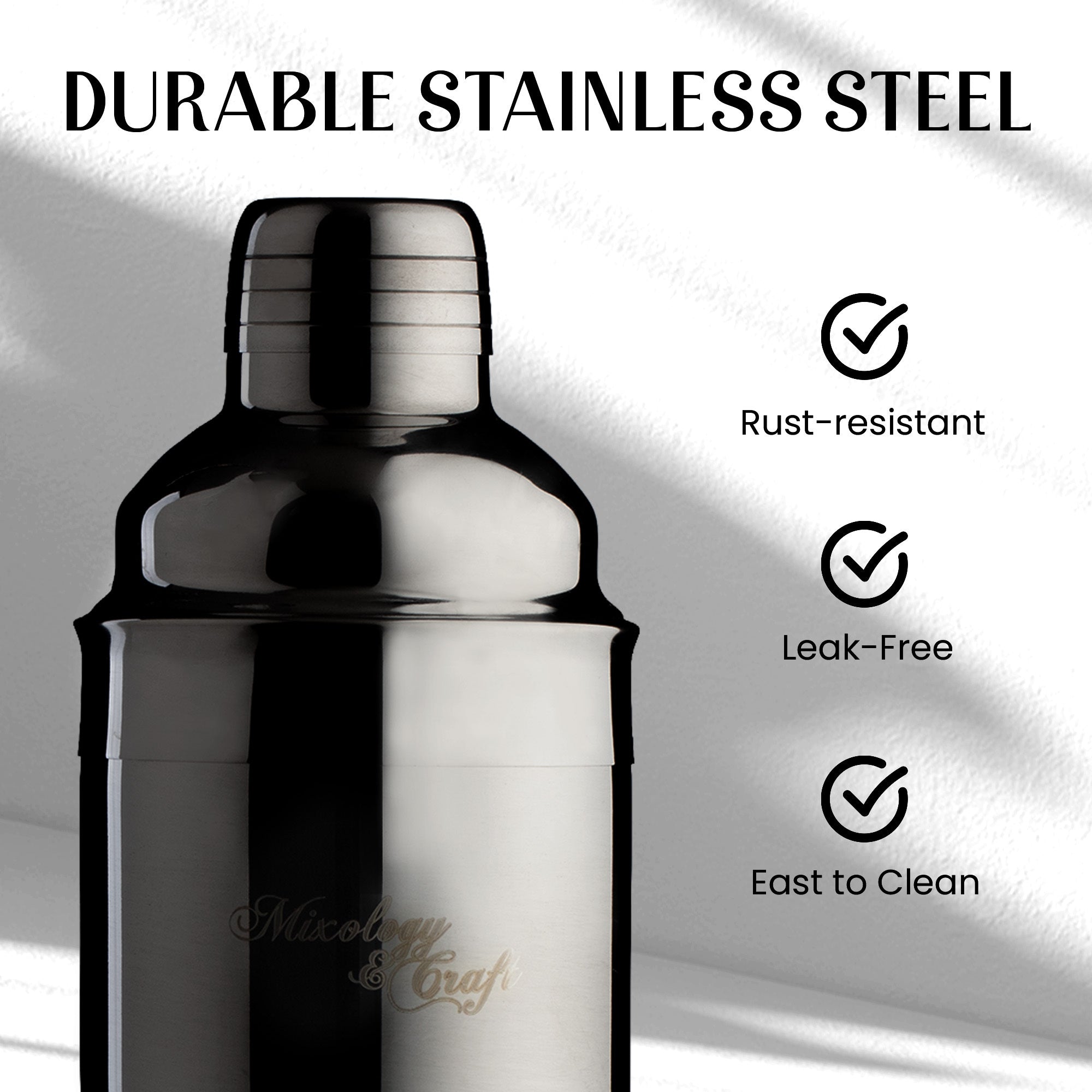 Rust-Resistant Cocktail Shaker Set, Durable and Easy to Clean