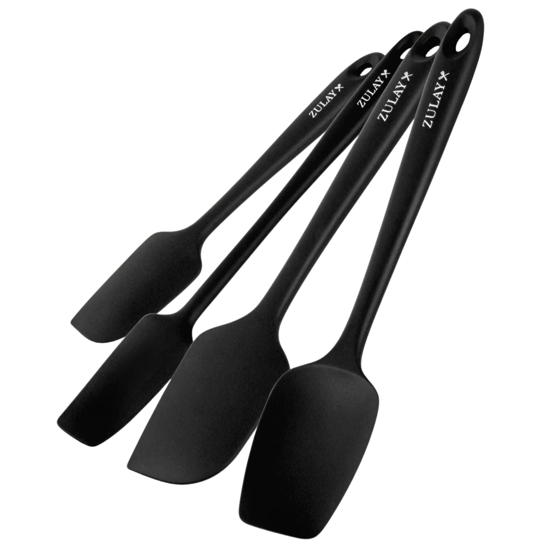 Food-Grade Silicone Rubber Spatula Set - 4-Piece	Black by Zulay Kitchen
