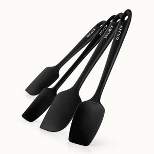 Food-Grade Silicone Rubber Spatula Set - 4-Piece	Black by Zulay Kitchen