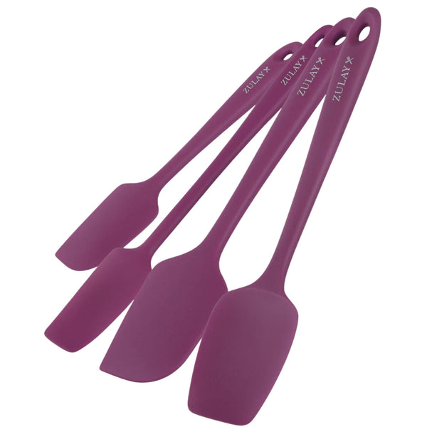 Food-Grade Silicone Rubber Spatula Set - 4-Piece	Purple by Zulay Kitchen