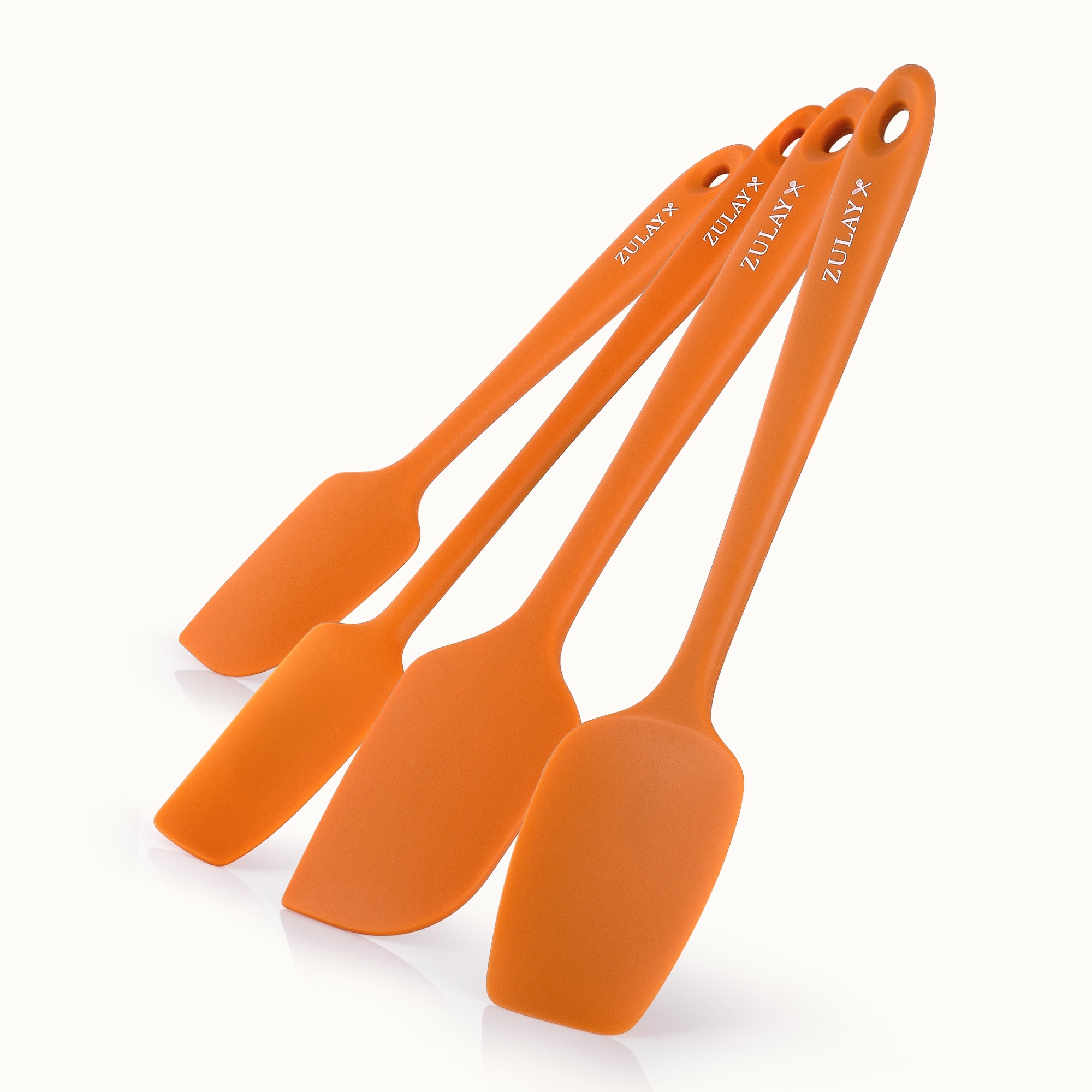 Food-Grade Silicone Rubber Spatula Set - 4-Piece	Orange by Zulay Kitchen