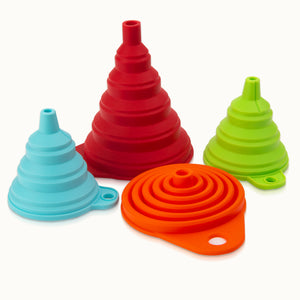 Set of 4 Silicone Funnels – Collapsible Foldable Kitchen Funnels (2 Small & 2 Large) by Zulay Kitchen