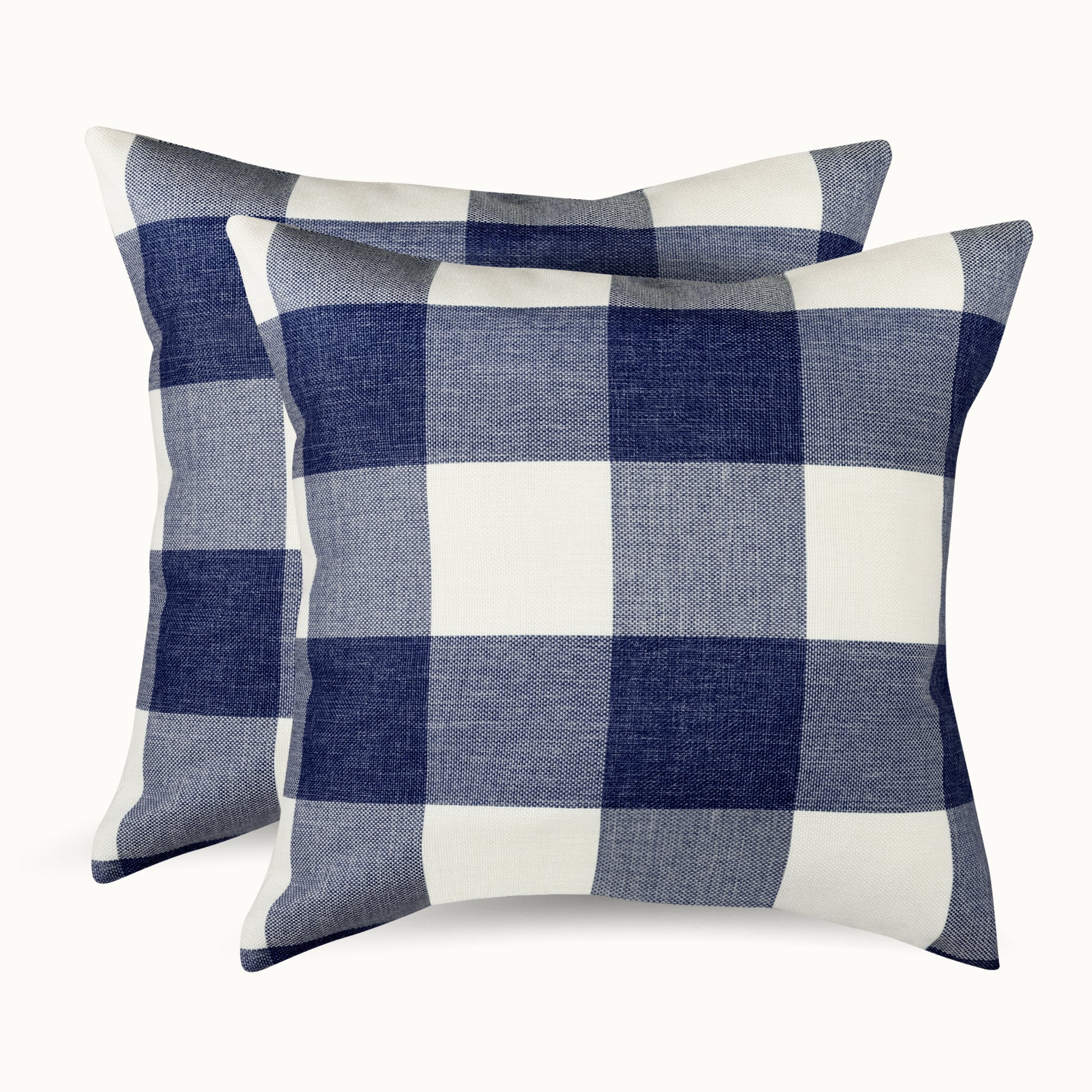 Buffalo Plaid Throw Pillow Covers – Dark Blue & White Checkered, Set of 2 (16x16, 18x18, or 20x20 Inch) by Zulay Kitchen
