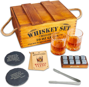 15-Piece Whiskey Stones Gift Set with Crystal Glasses