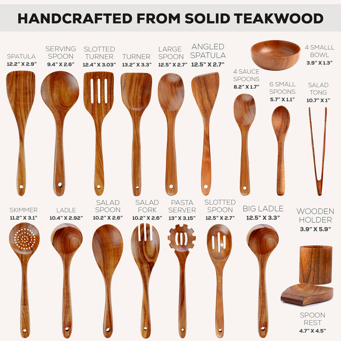 Teak Wood Utensils Set by Zulay Kitchen