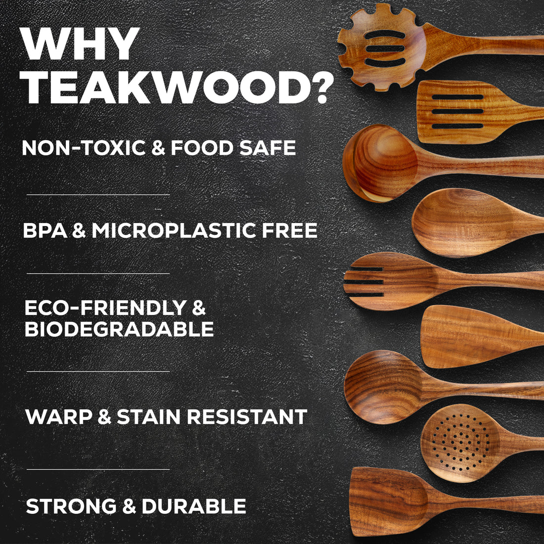 Teak Wood Utensils Set by Zulay Kitchen