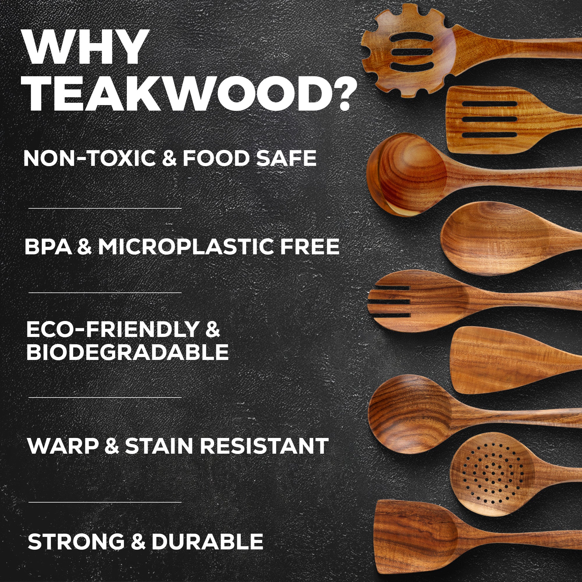 Teak Wood Utensils Set by Zulay Kitchen