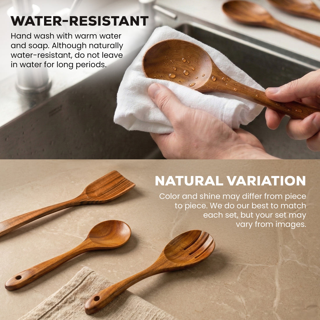 Teak Wood Utensils Set by Zulay Kitchen