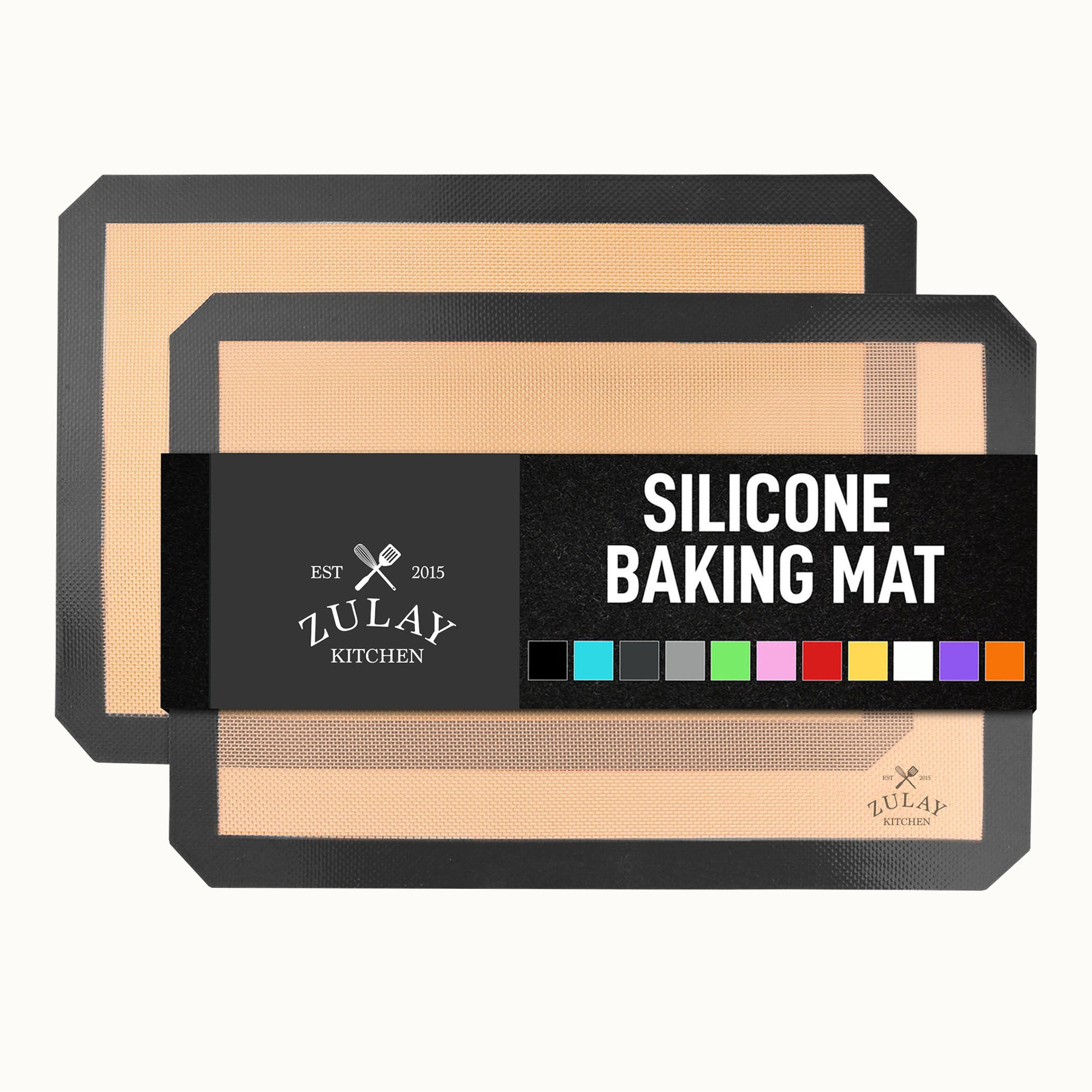 2-Pack Non-Stick Silicone Baking Mat Sheets - Dark Gray by Zulay Kitchen