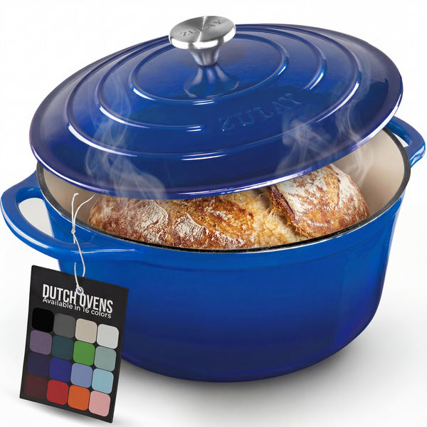 5, 6.4, 7.7 Quart Cast Iron Dutch Oven - Blue by Zulay Kitchen