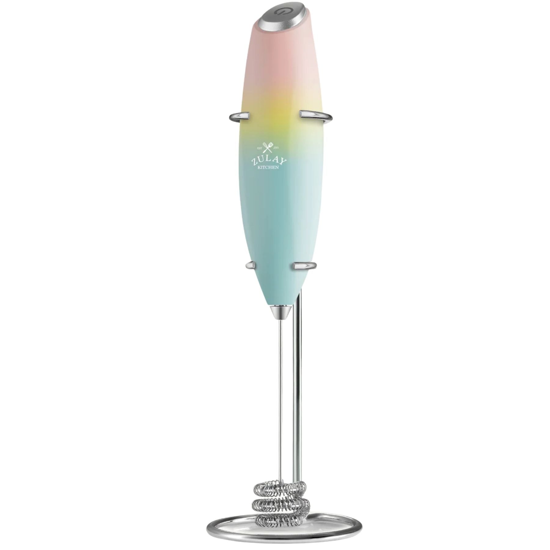 Tornado Triple Whisk Milk Frother with Stand & 4 Batteries - Cupcake by Zulay Kitchen