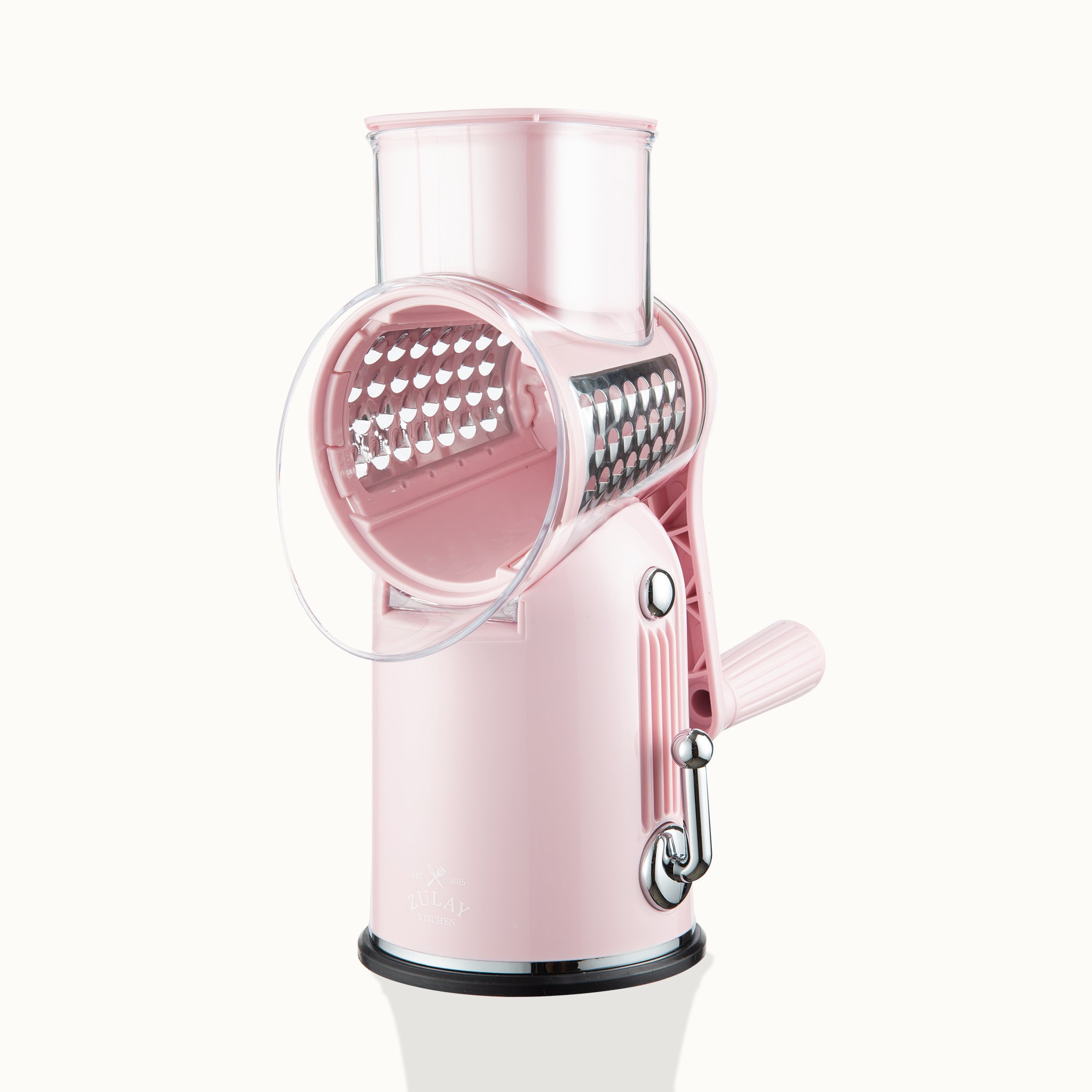 Rotary Cheese Grater Classic with 5 Blades - Pink by Zulay Kitchen