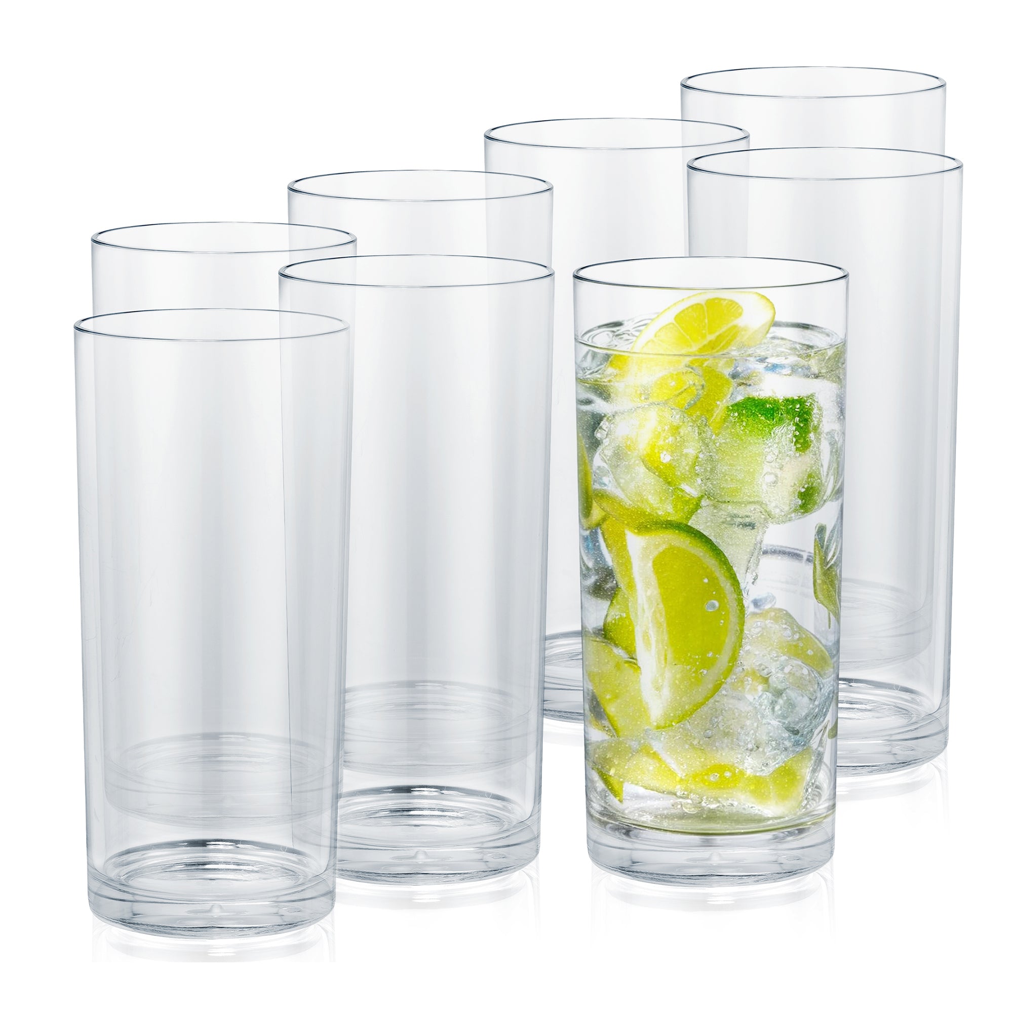 Acrylic Glasses Drinkware Set of 8 - (16oz) - Clear by Zulay Kitchen