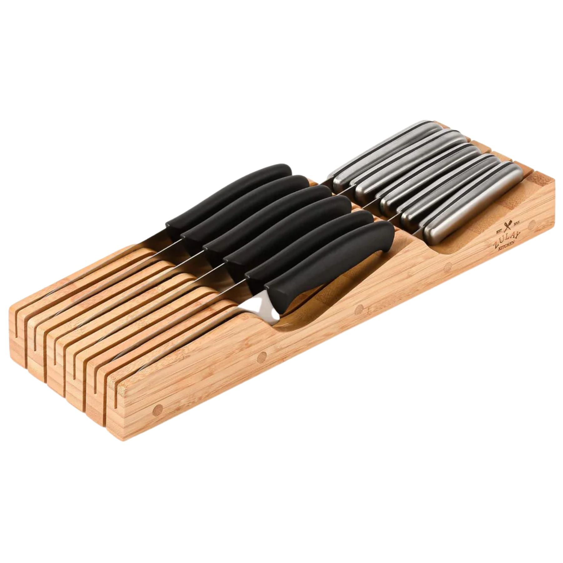 Bamboo Knife Drawer Organizer Tray by Zulay Kitchen