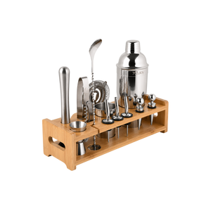 Complete Bartender Kit - 24-Piece Stainless Steel Cocktail Shaker Set with Bamboo Holder by Zulay Kitchen