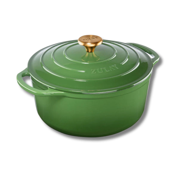 Cast Iron Dutch Oven - Basil -5 quart by Zulay Kitchen
