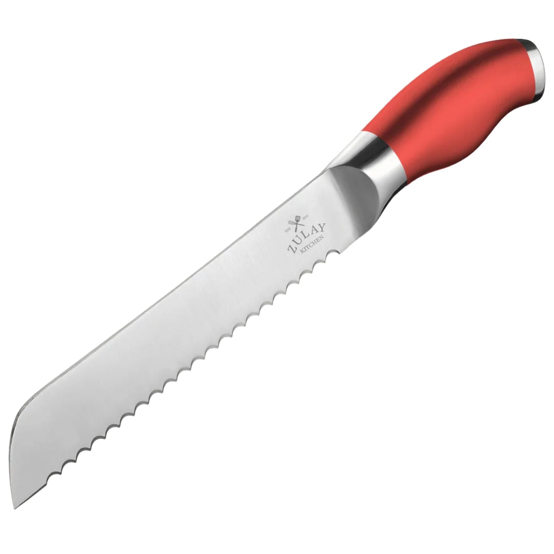 Bread Knife - 8 inch Serrated Blade - Red by Zulay Kitchen