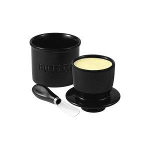 Zulay Kitchen Ceramic Butter Crock with Knife and Lid - Black