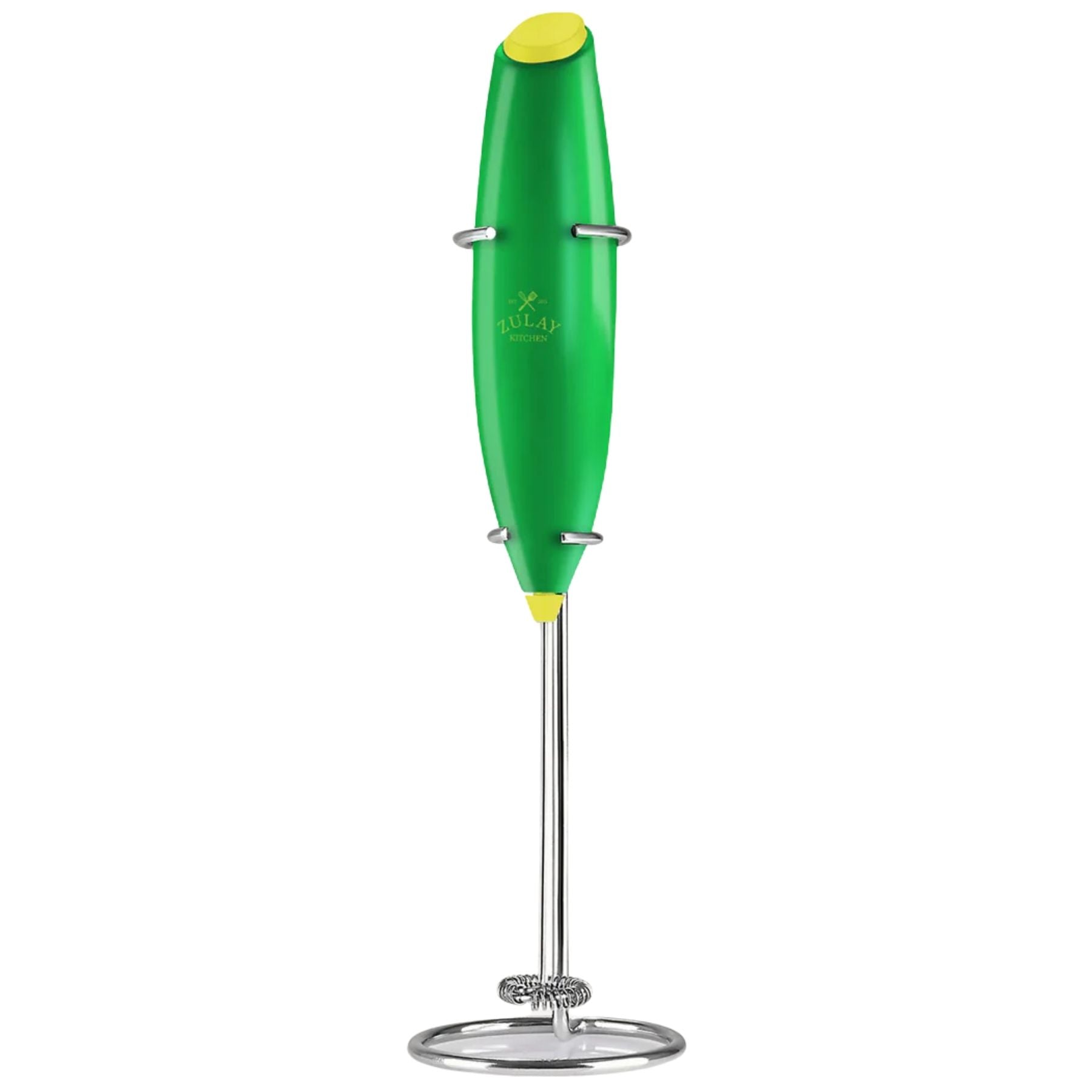 Classic Milk Frother With Stand-Pop Green Yellow by Zulay Kitchen