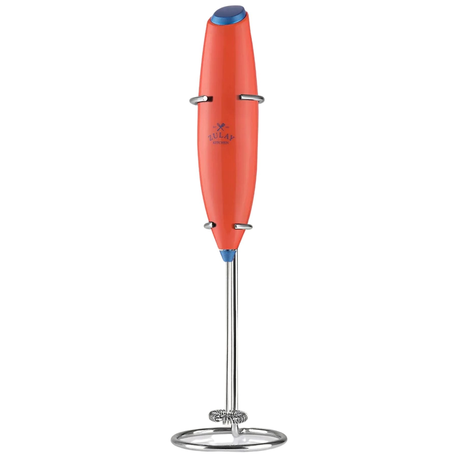 Classic Milk Frother With Stand-Pop Orange Blue by Zulay Kitchen