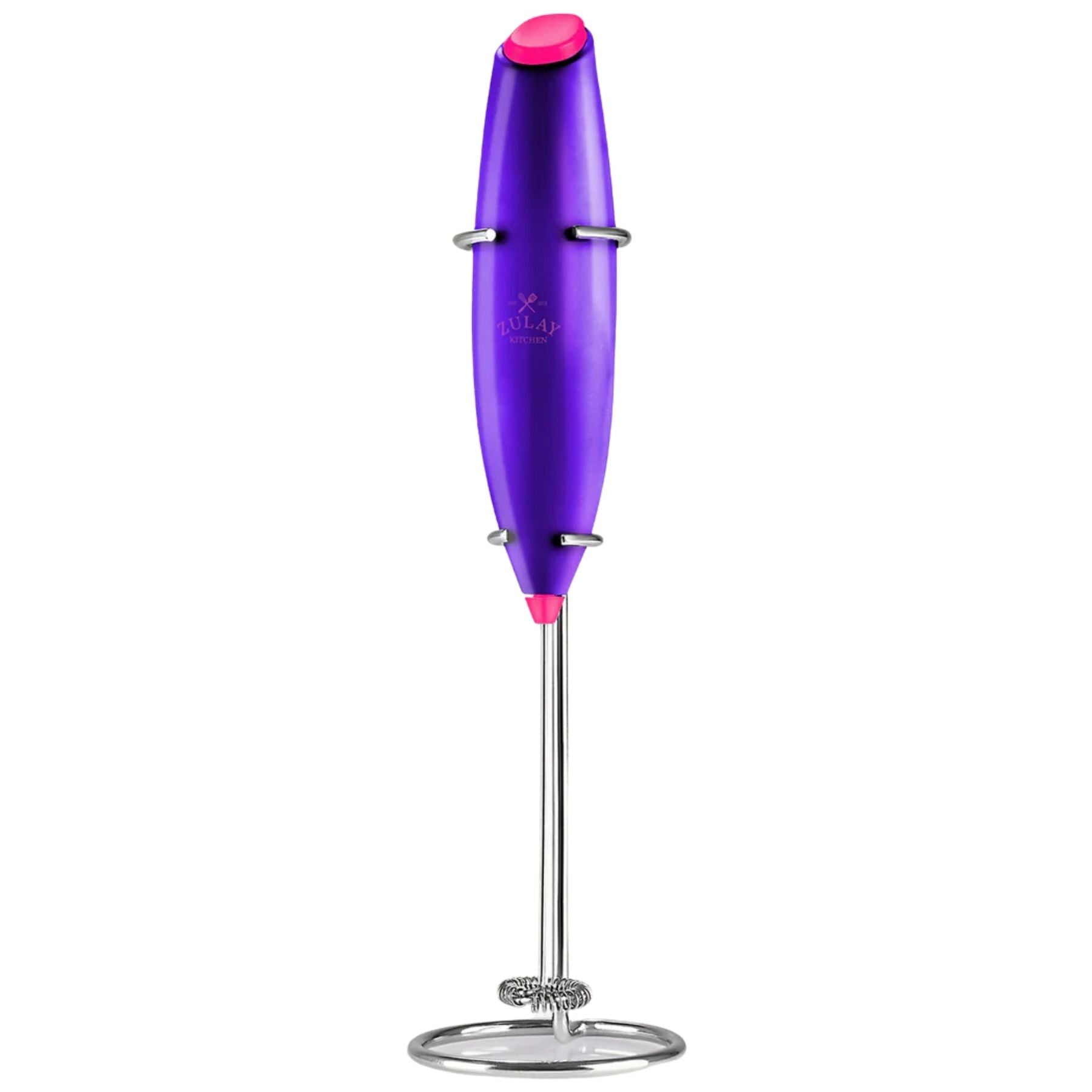 Classic Milk Frother With Stand-Pop Plum Hot Pink by Zulay Kitchen