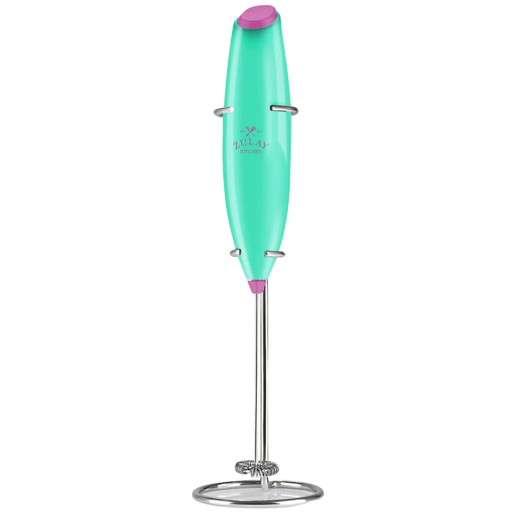 Classic Milk Frother With Stand-Pop Teal Lavender by Zulay Kitchen