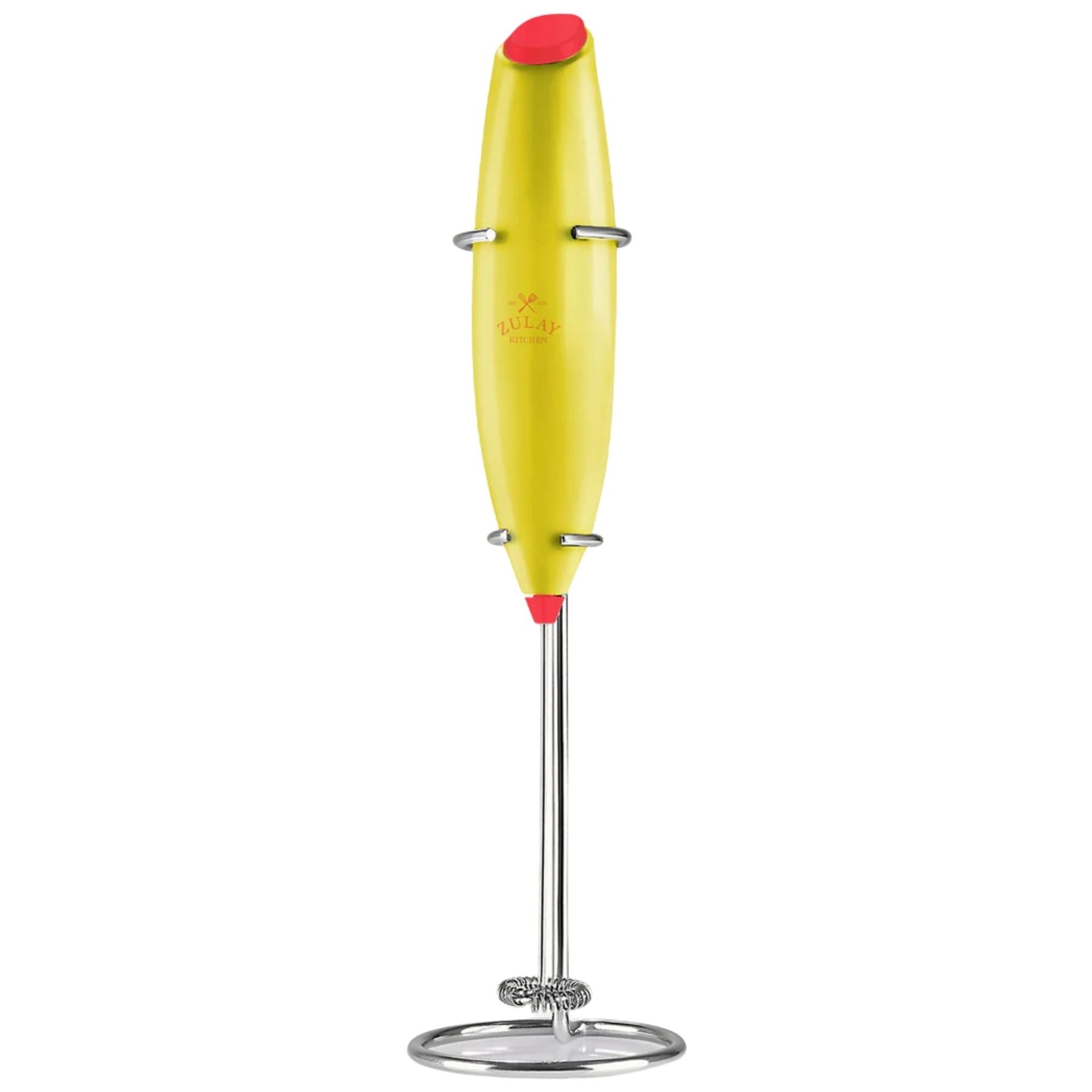 Classic Milk Frother With Stand-Pop Yellow Hot Pink by Zulay Kitchen