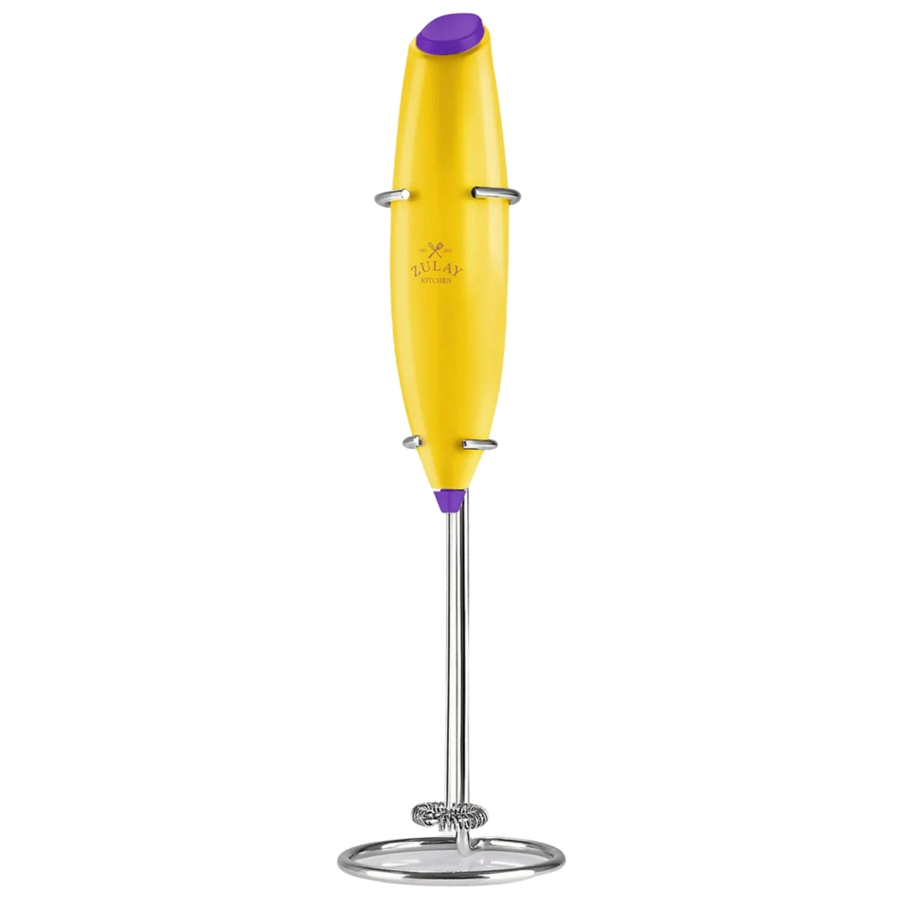 Classic Milk Frother With Stand-Pop Yellow Purple by Zulay Kitchen