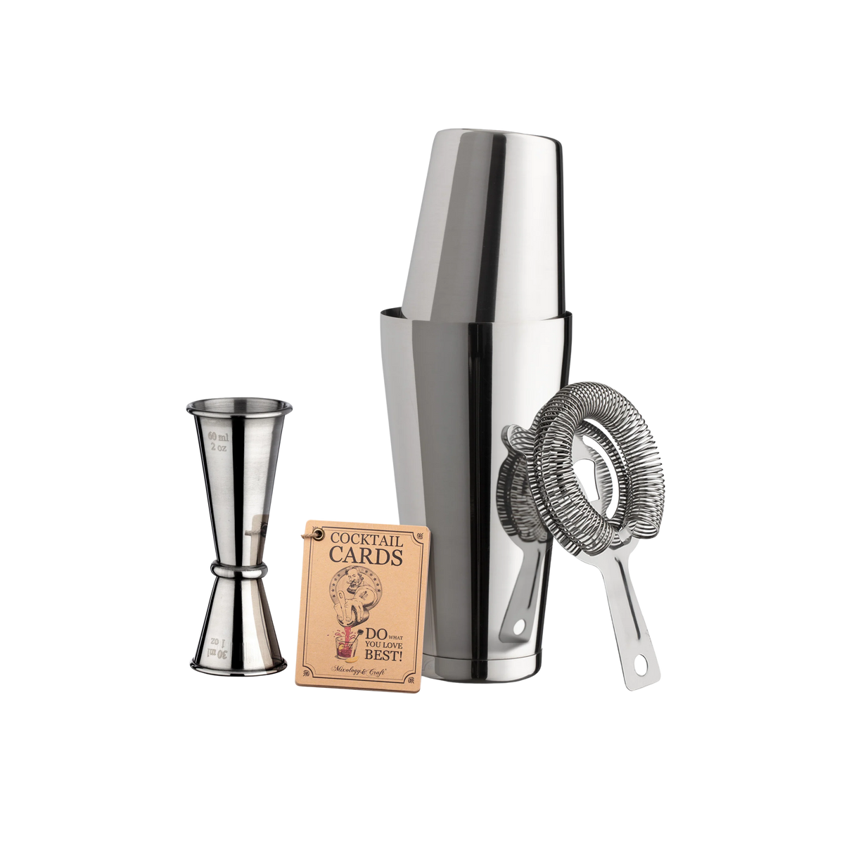 4-Piece Boston Cocktail Shaker Set - Silver